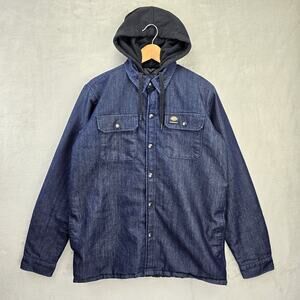 Dickies Skateboarding Denim Jacket Mens Medium Blue Hooded Quilted Lined Y2K